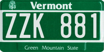 VT license plate ZZK881