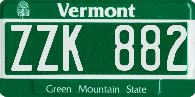 VT license plate ZZK882