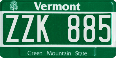 VT license plate ZZK885