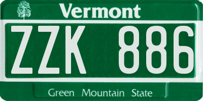 VT license plate ZZK886