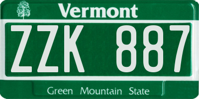 VT license plate ZZK887