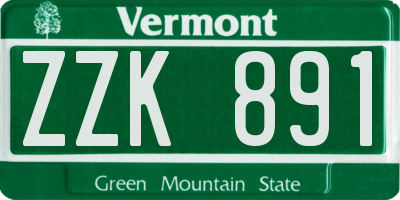 VT license plate ZZK891