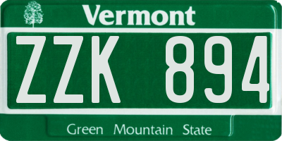 VT license plate ZZK894
