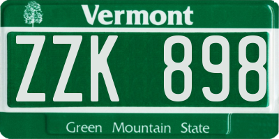 VT license plate ZZK898