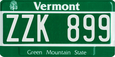 VT license plate ZZK899