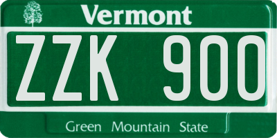 VT license plate ZZK900