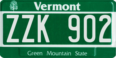 VT license plate ZZK902
