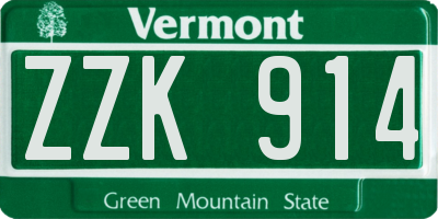 VT license plate ZZK914