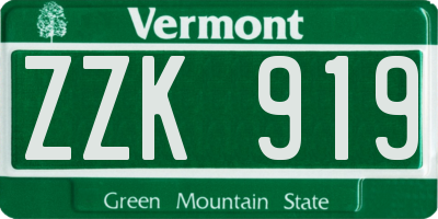 VT license plate ZZK919