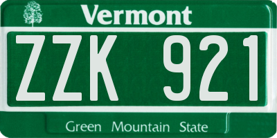VT license plate ZZK921