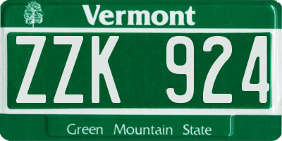VT license plate ZZK924