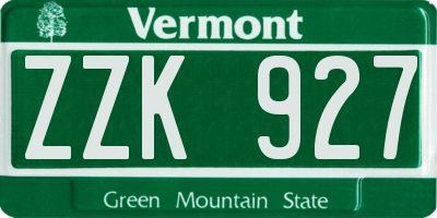 VT license plate ZZK927