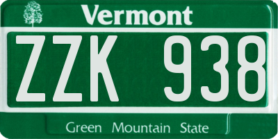VT license plate ZZK938