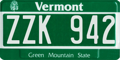 VT license plate ZZK942