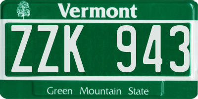 VT license plate ZZK943