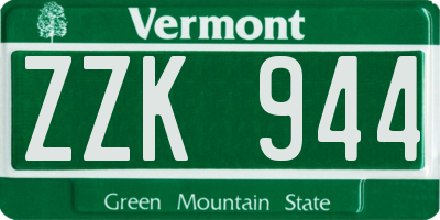 VT license plate ZZK944