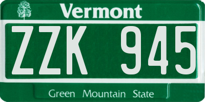 VT license plate ZZK945
