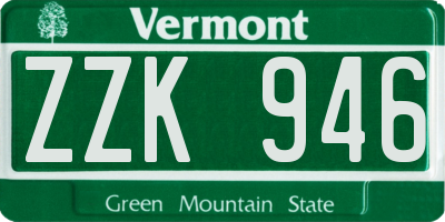 VT license plate ZZK946
