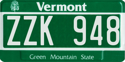 VT license plate ZZK948