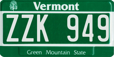 VT license plate ZZK949