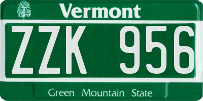 VT license plate ZZK956