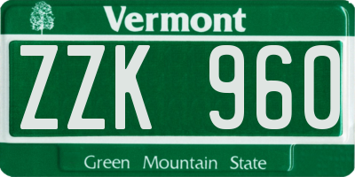 VT license plate ZZK960