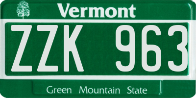VT license plate ZZK963