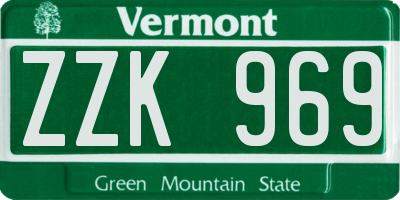 VT license plate ZZK969
