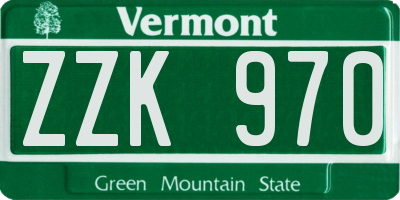 VT license plate ZZK970