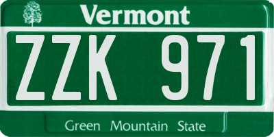 VT license plate ZZK971