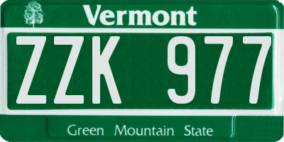 VT license plate ZZK977