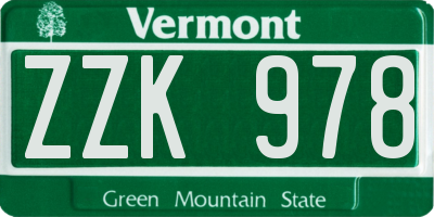 VT license plate ZZK978