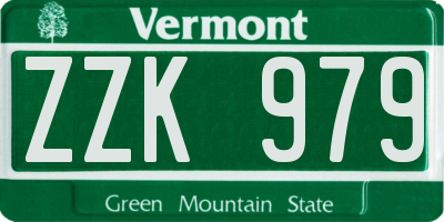 VT license plate ZZK979