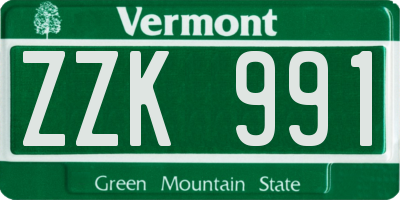 VT license plate ZZK991