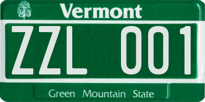 VT license plate ZZL001