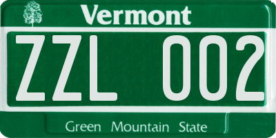 VT license plate ZZL002