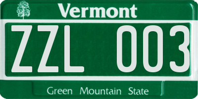 VT license plate ZZL003