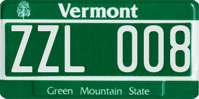VT license plate ZZL008