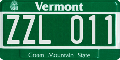 VT license plate ZZL011