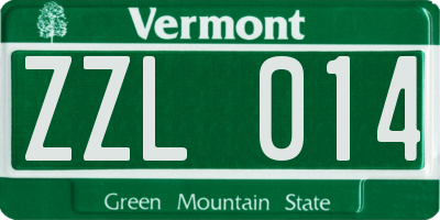 VT license plate ZZL014