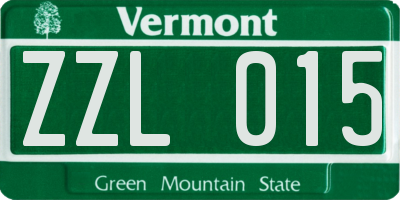 VT license plate ZZL015