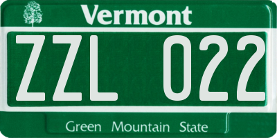 VT license plate ZZL022