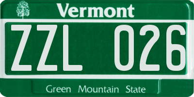 VT license plate ZZL026