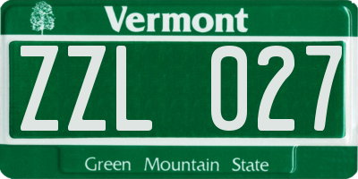 VT license plate ZZL027