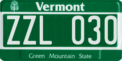 VT license plate ZZL030