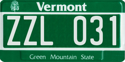 VT license plate ZZL031