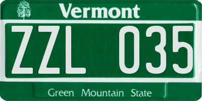 VT license plate ZZL035