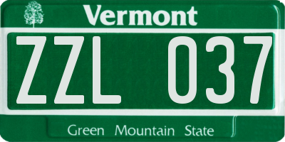 VT license plate ZZL037