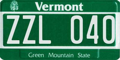 VT license plate ZZL040