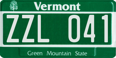 VT license plate ZZL041